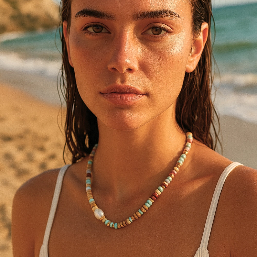 Collier de perles d'eau douce en pierre naturelle