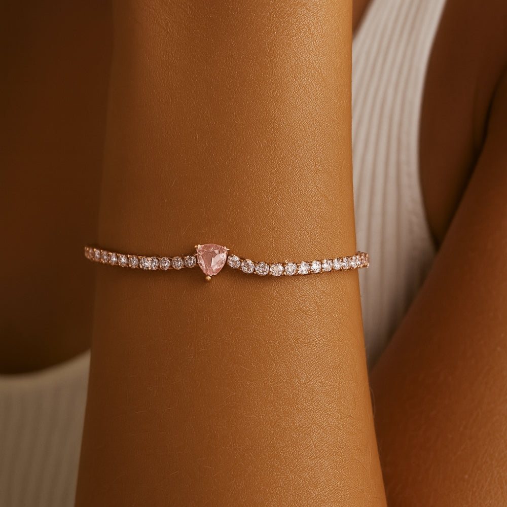 Bracelet tennis Aveline en cristal rose