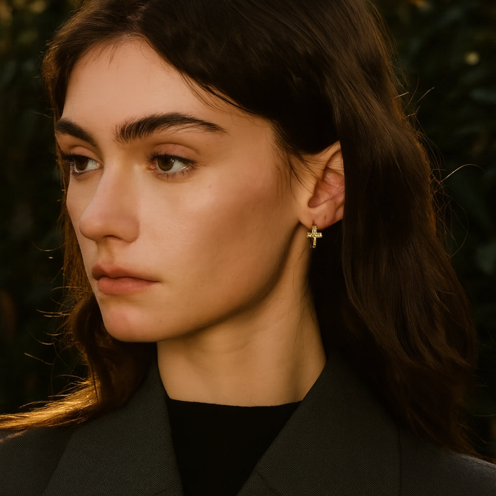 Celeste Cross Hoop Earrings