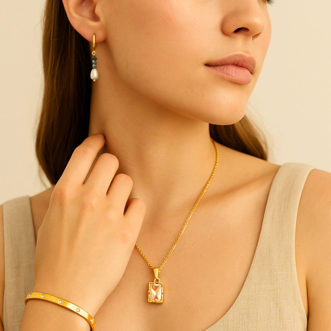 Freshwater Pearl Drop Hoop Earrings
