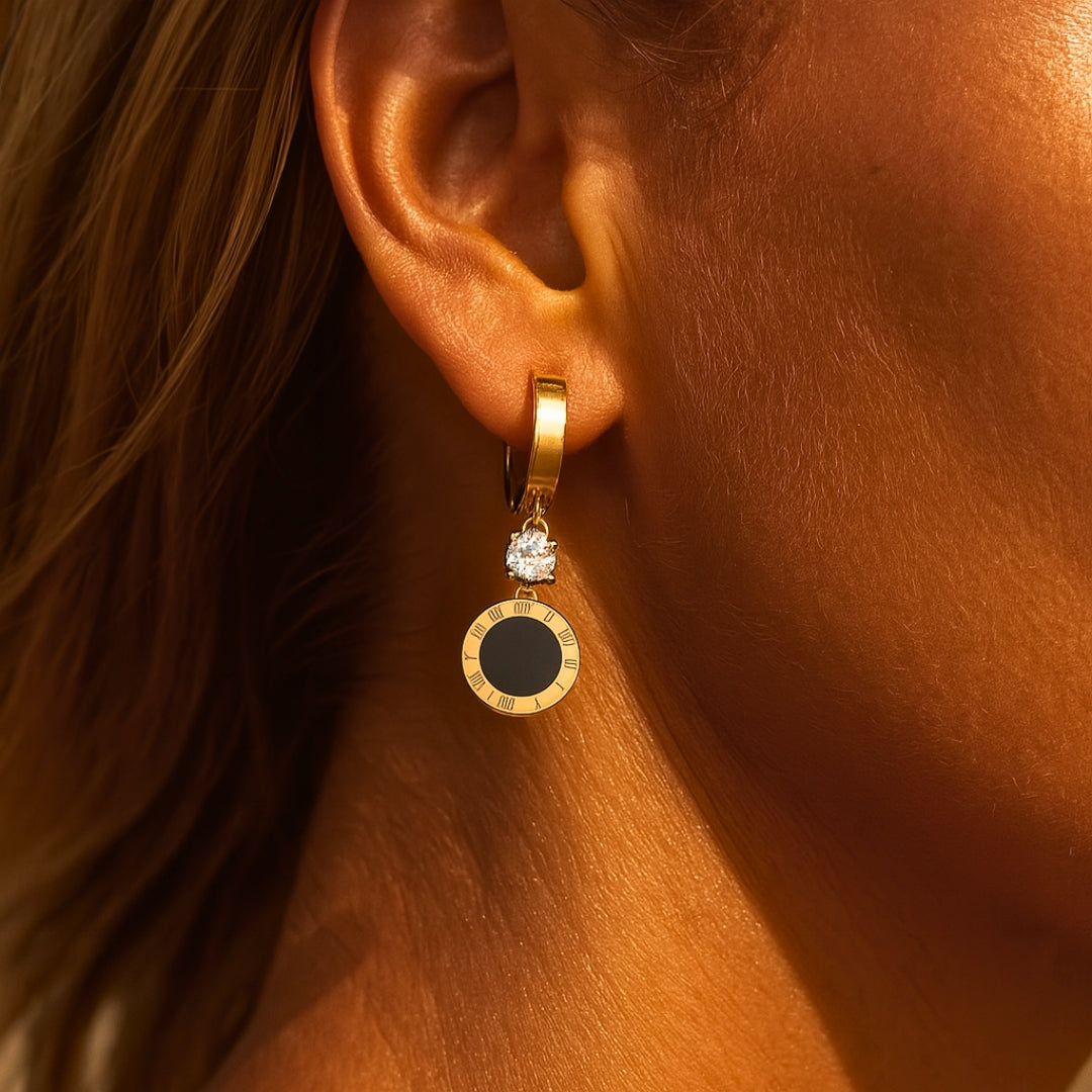 Boucles d'oreilles pendantes rondes romaines