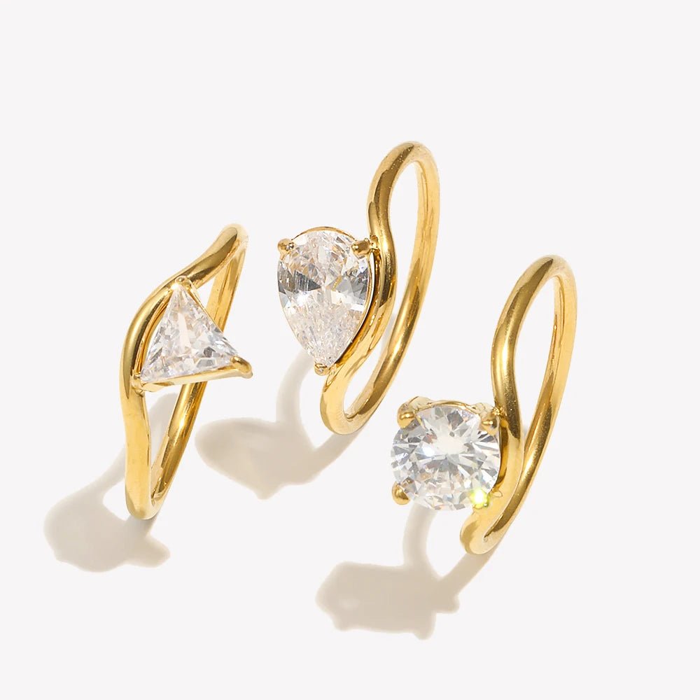 Alina Solitaire Twist Ring - Zafinne Jewelry