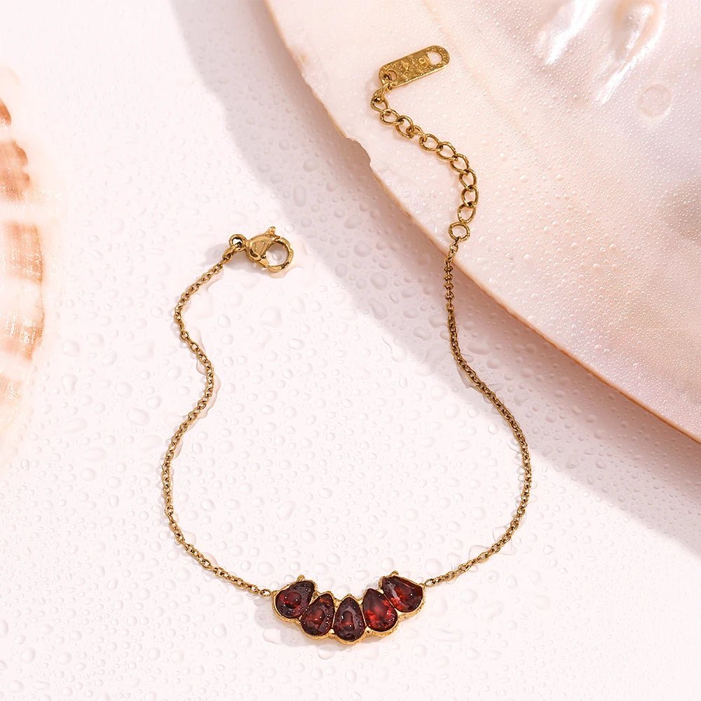 Arden Garnet Bead Bracelet - Zafinne Jewelry