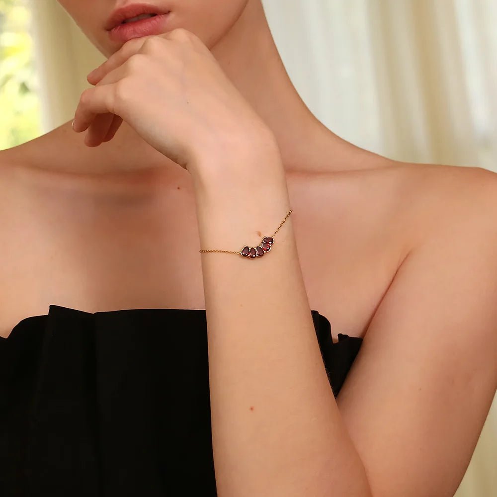 Arden Garnet Bead Bracelet - Zafinne Jewelry