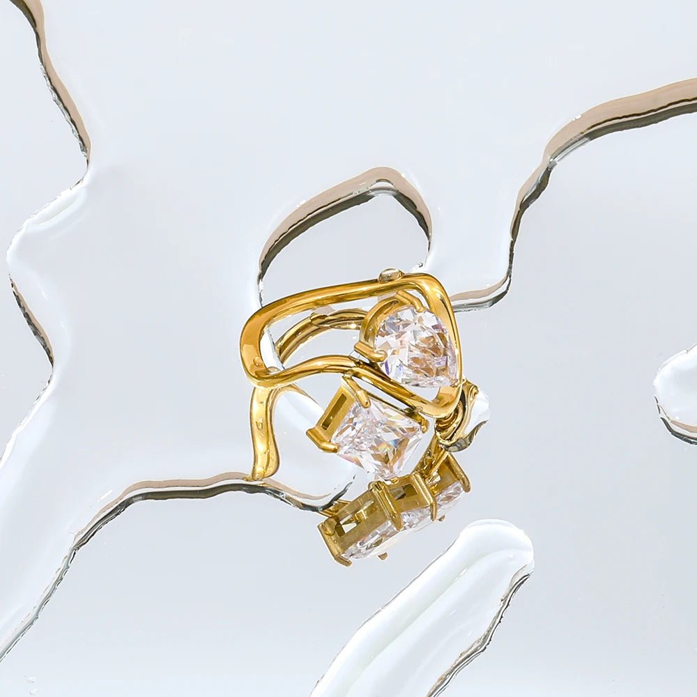 Aurora Double Stone Open Ring - Zafinne Jewelry
