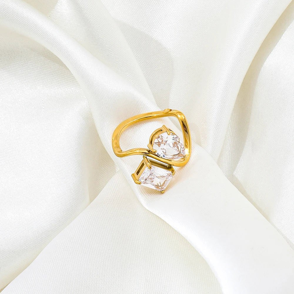 Aurora Double Stone Open Ring - Zafinne Jewelry