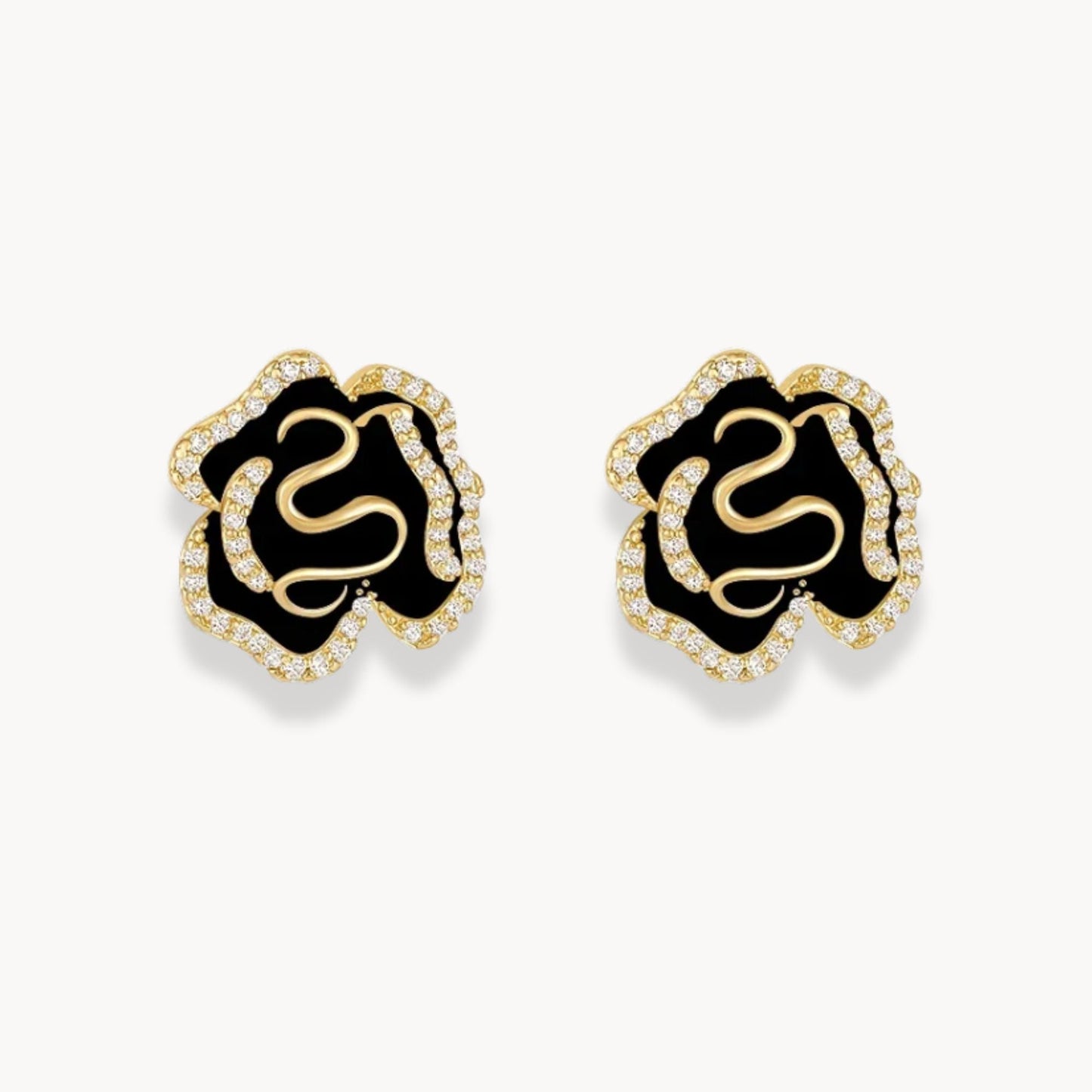 Black Camellia Flower Earrings - Zafinne Jewelry