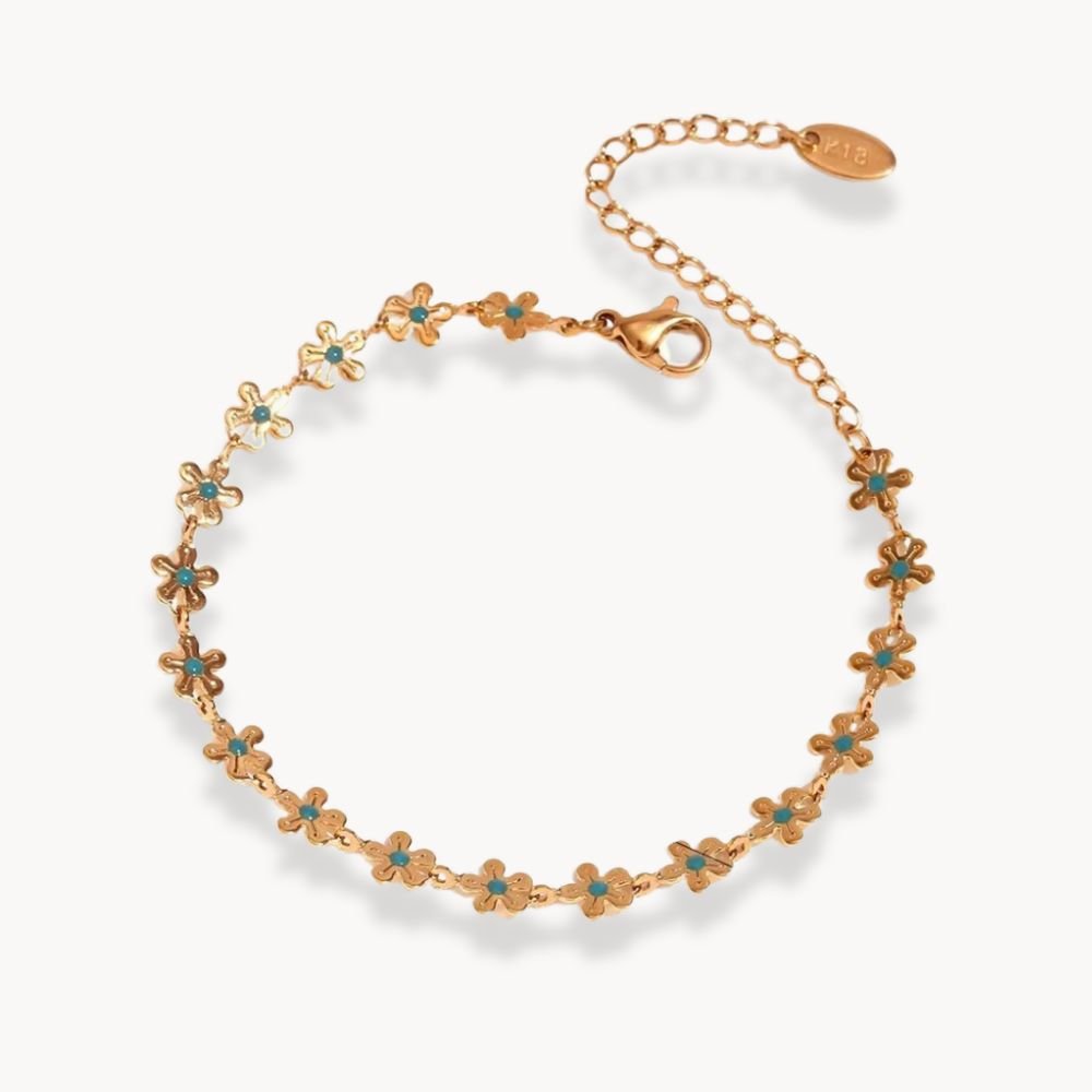 Blue Flower Chain Bracelet - Zafinne Jewelry