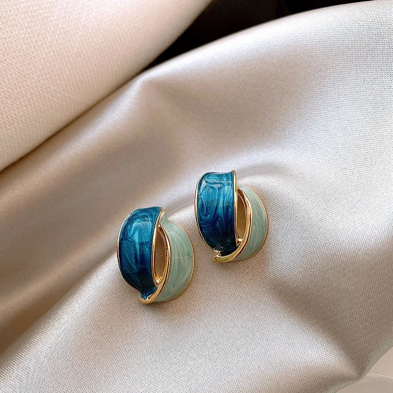 Blue Oval Earrings - Zafinne Jewelry