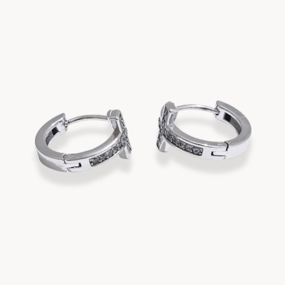 Celeste Cross Hoop Earrings - Zafinne Jewelry