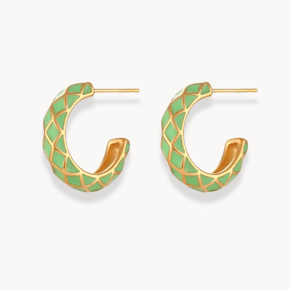 Colorful Enamel Shaped Hoop Earrings - Zafinne Jewelry