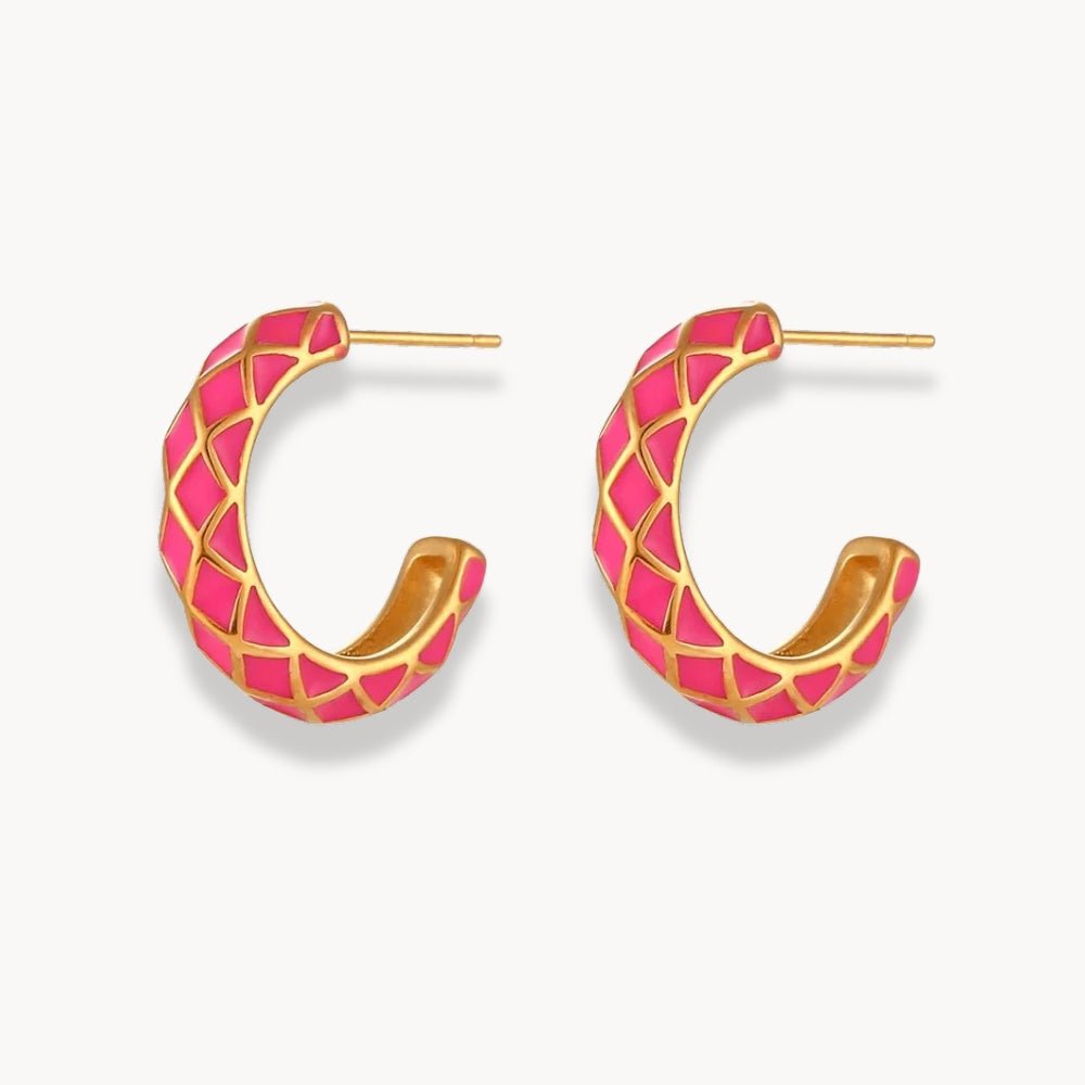 Colorful Enamel Shaped Hoop Earrings - Zafinne Jewelry