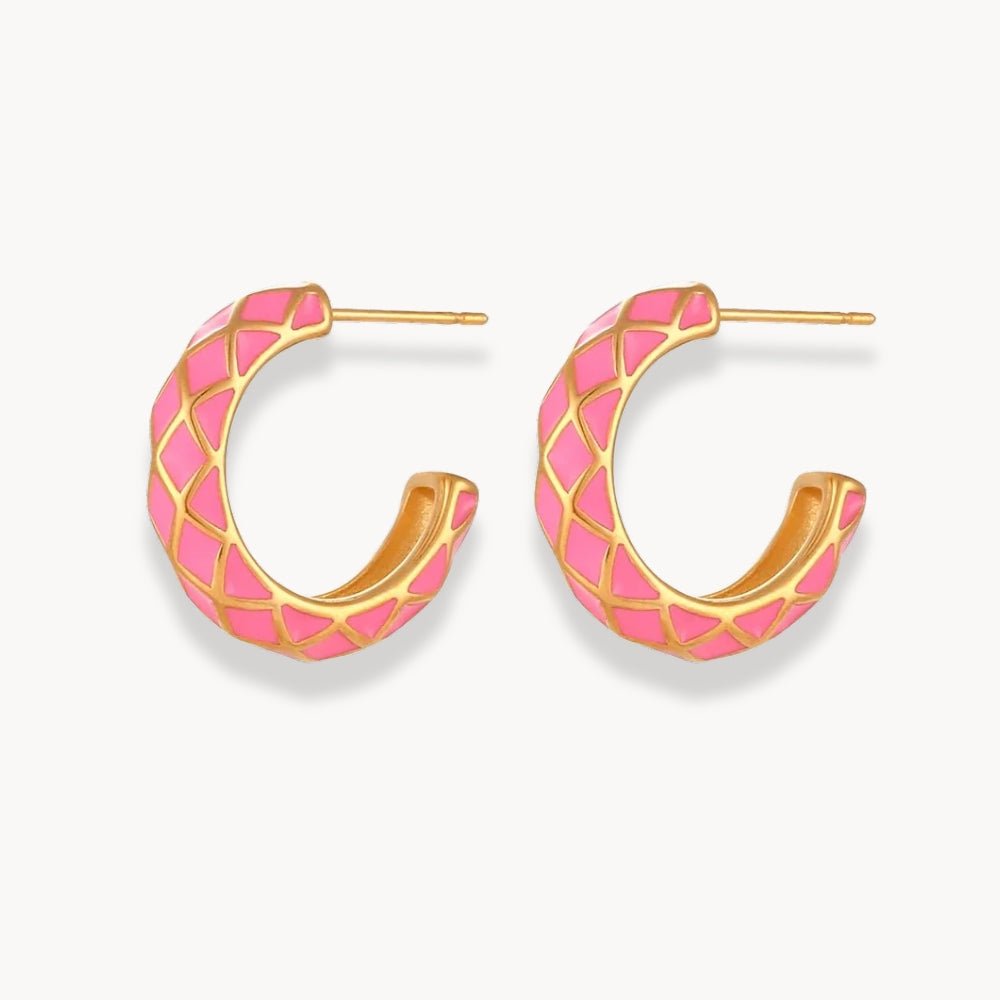 Colorful Enamel Shaped Hoop Earrings - Zafinne Jewelry