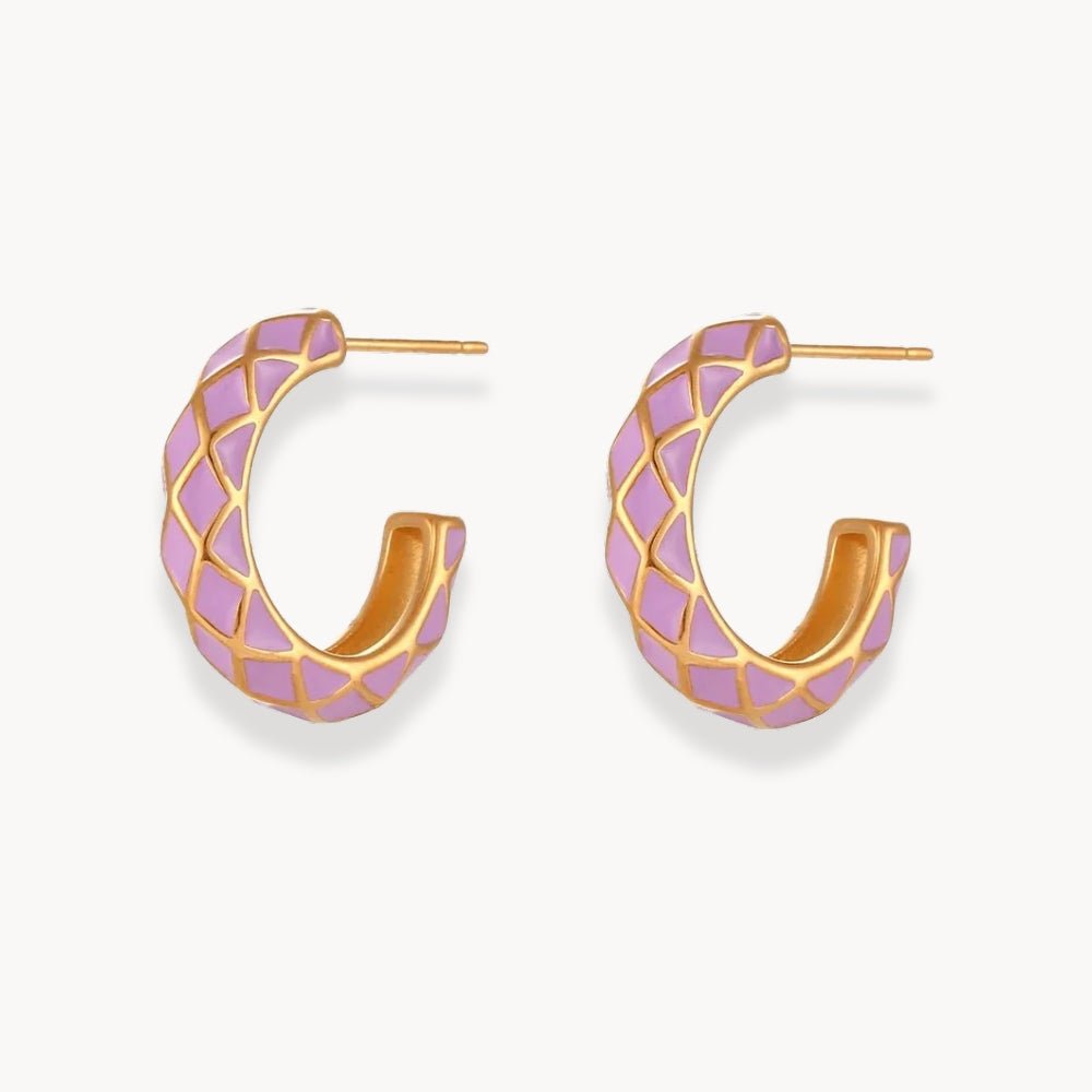 Colorful Enamel Shaped Hoop Earrings - Zafinne Jewelry