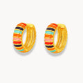 Colorful Enamel Textured Hoop Earrings - Zafinne Jewelry