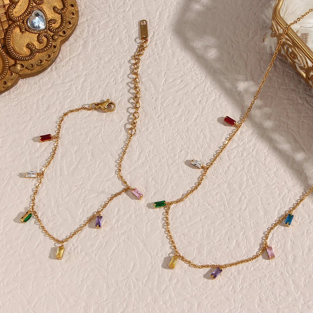 Colorful Square Stone Bracelet - Zafinne Jewelry