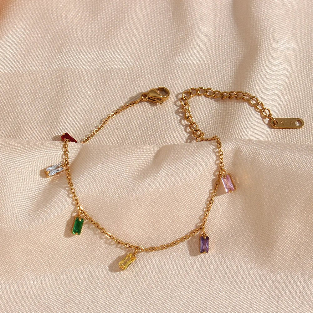 Colorful Square Stone Bracelet - Zafinne Jewelry