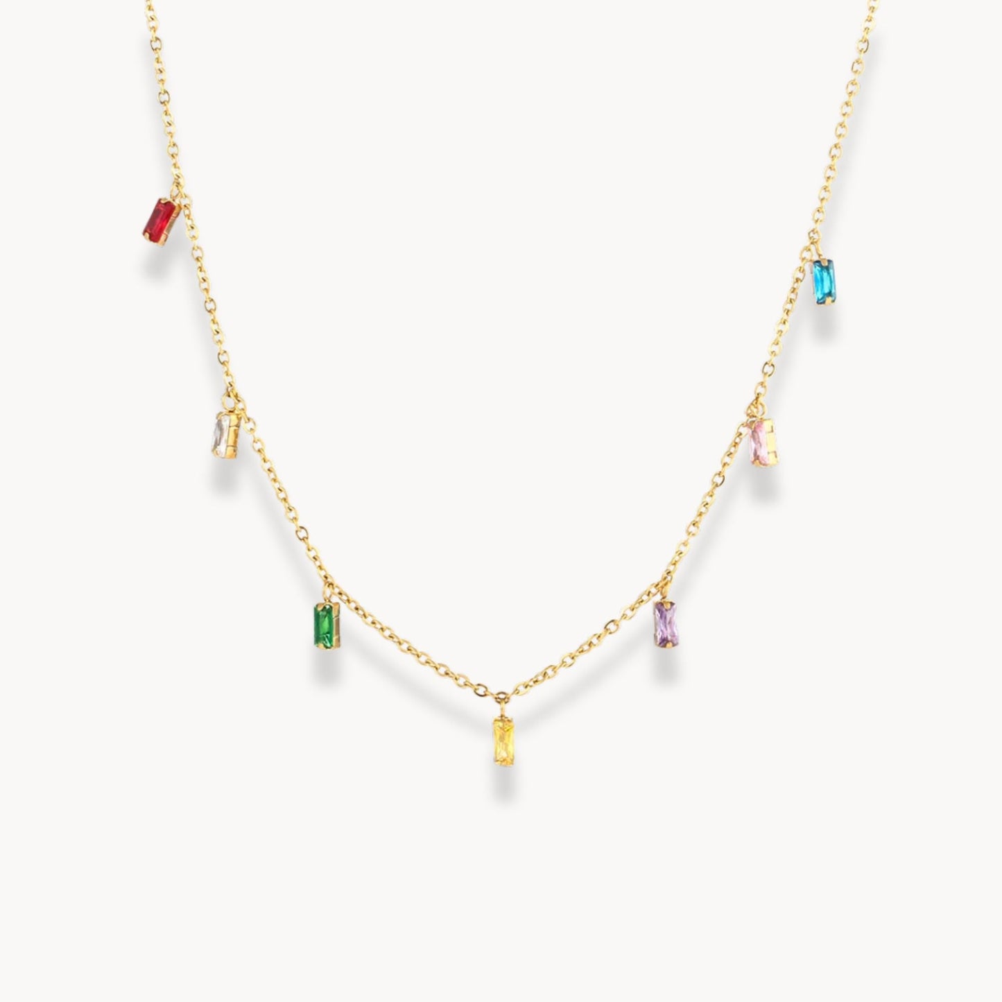 Colorful Square Stone Necklace - Zafinne Jewelry