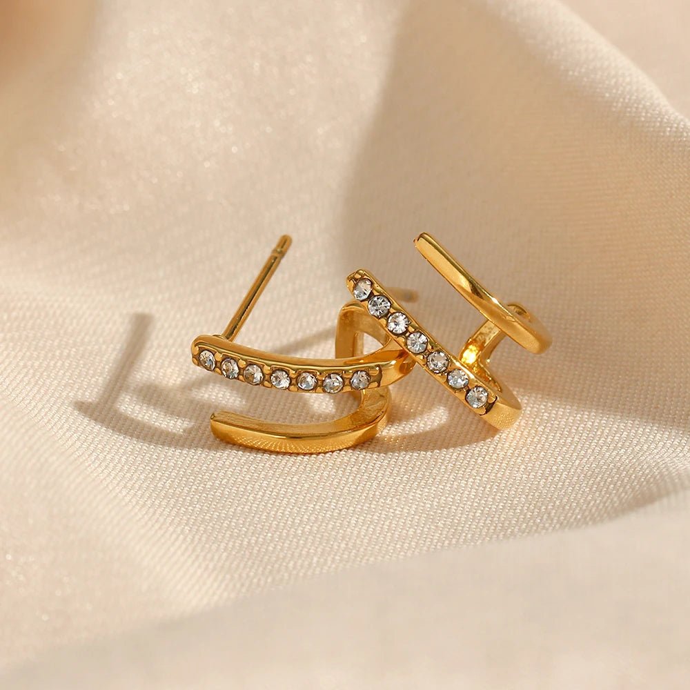 Crystal Double Earrings - Zafinne Jewelry
