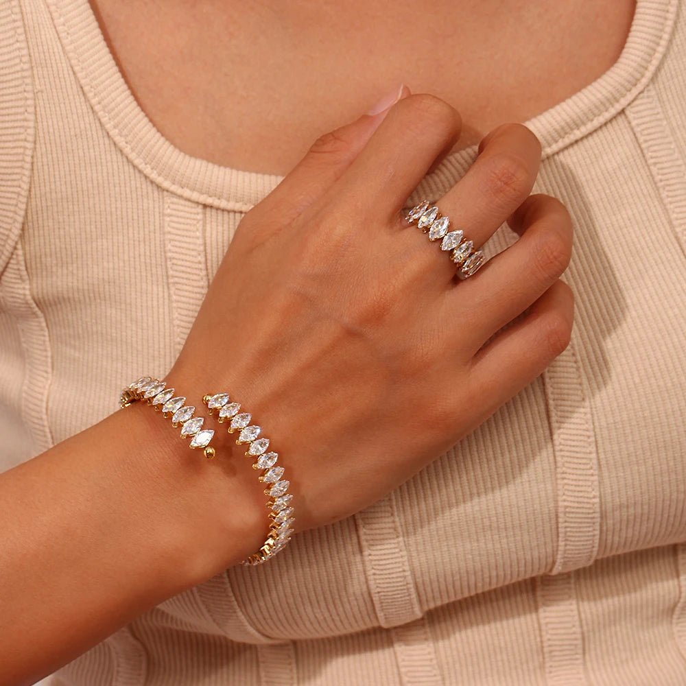 Crystal Sequence Adjustable Ring - Zafinne Jewelry