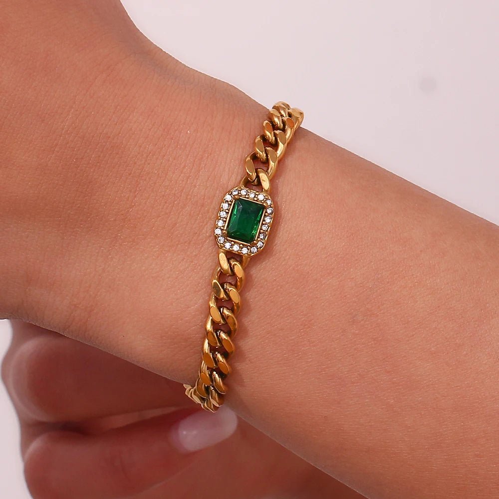 Cubic Zirconia Cuban Chain Bracelet - Zafinne Jewelry