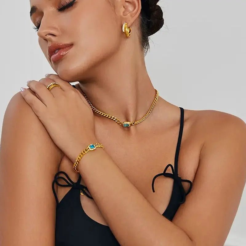 Cubic Zirconia Cuban Chain Bracelet - Zafinne Jewelry