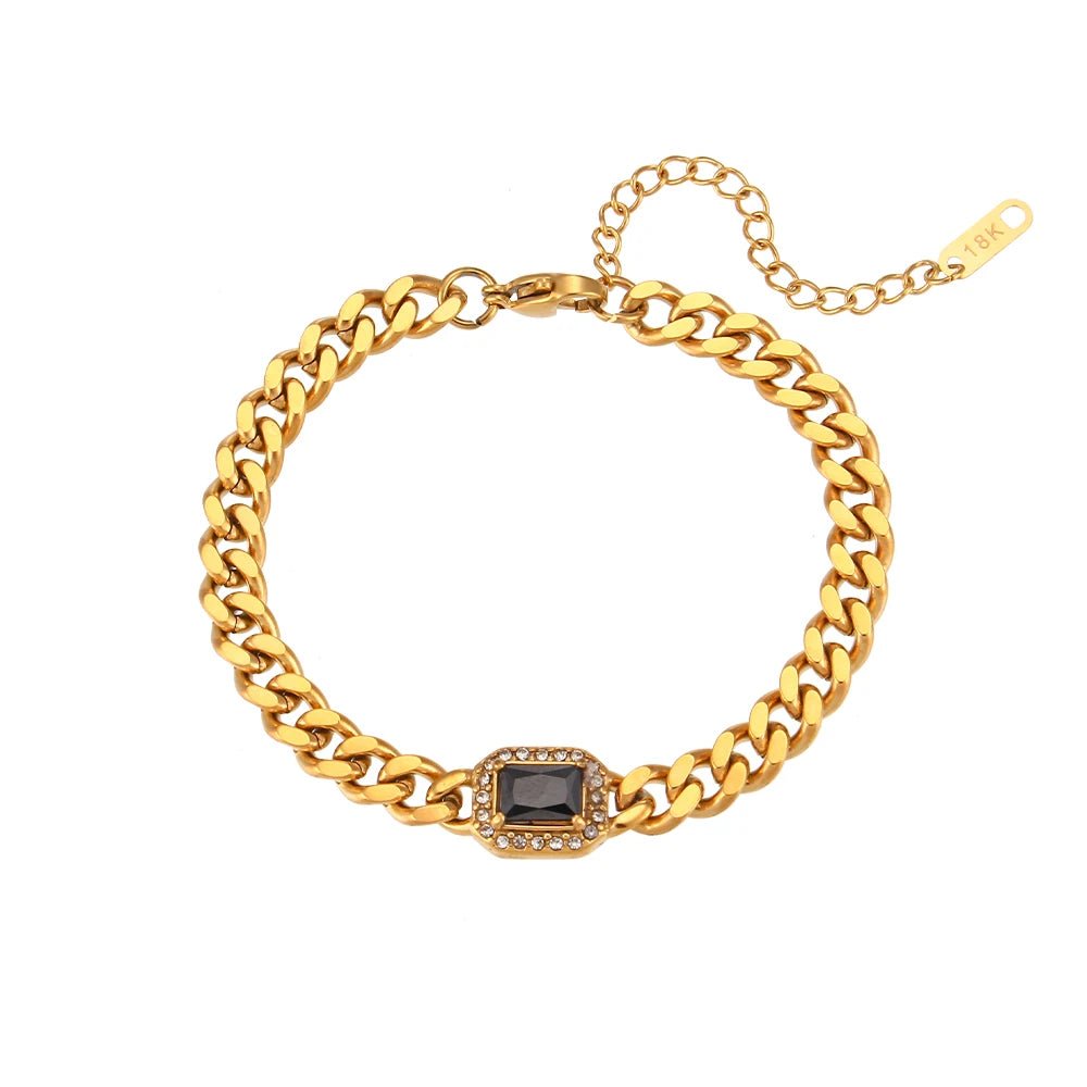 Cubic Zirconia Cuban Chain Bracelet - Zafinne Jewelry