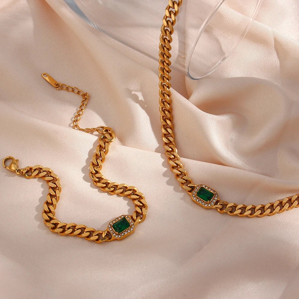 Cubic Zirconia Cuban Chain Necklace - Zafinne Jewelry