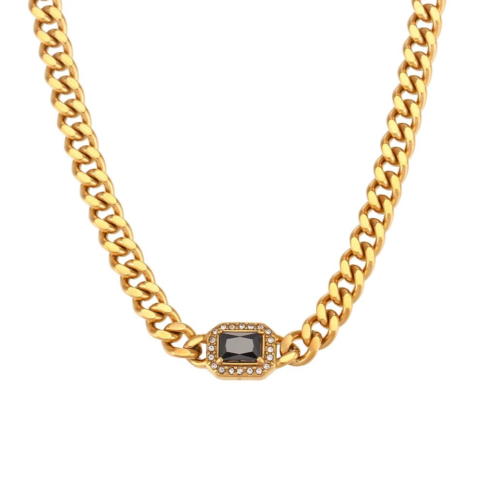 Cubic Zirconia Cuban Chain Necklace - Zafinne Jewelry