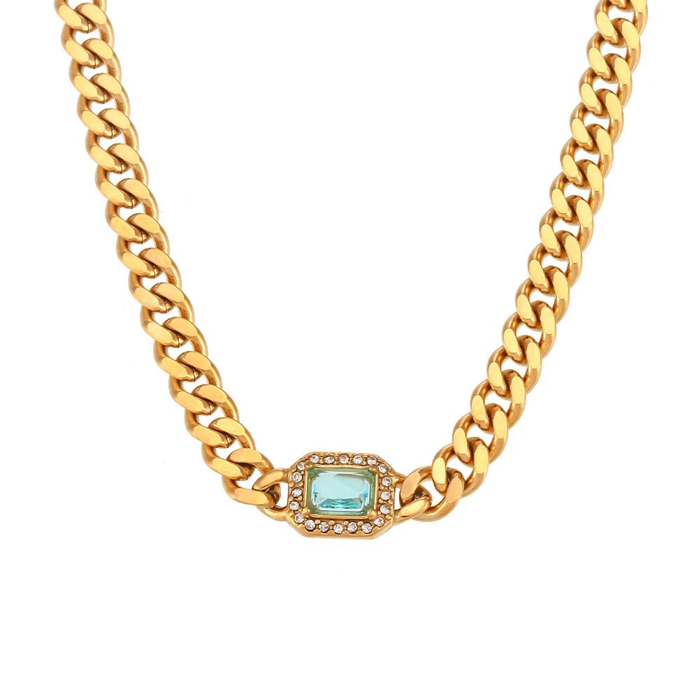 Cubic Zirconia Cuban Chain Necklace - Zafinne Jewelry