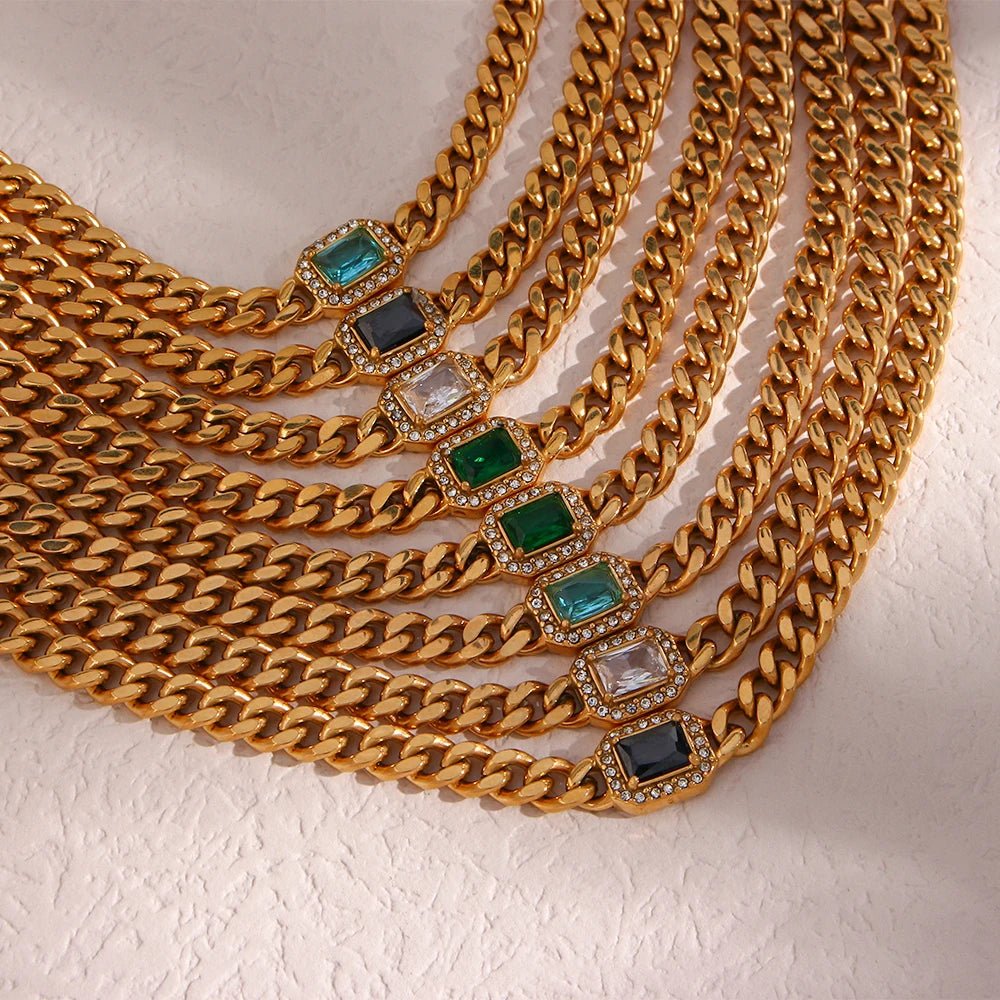 Cubic Zirconia Cuban Chain Necklace - Zafinne Jewelry