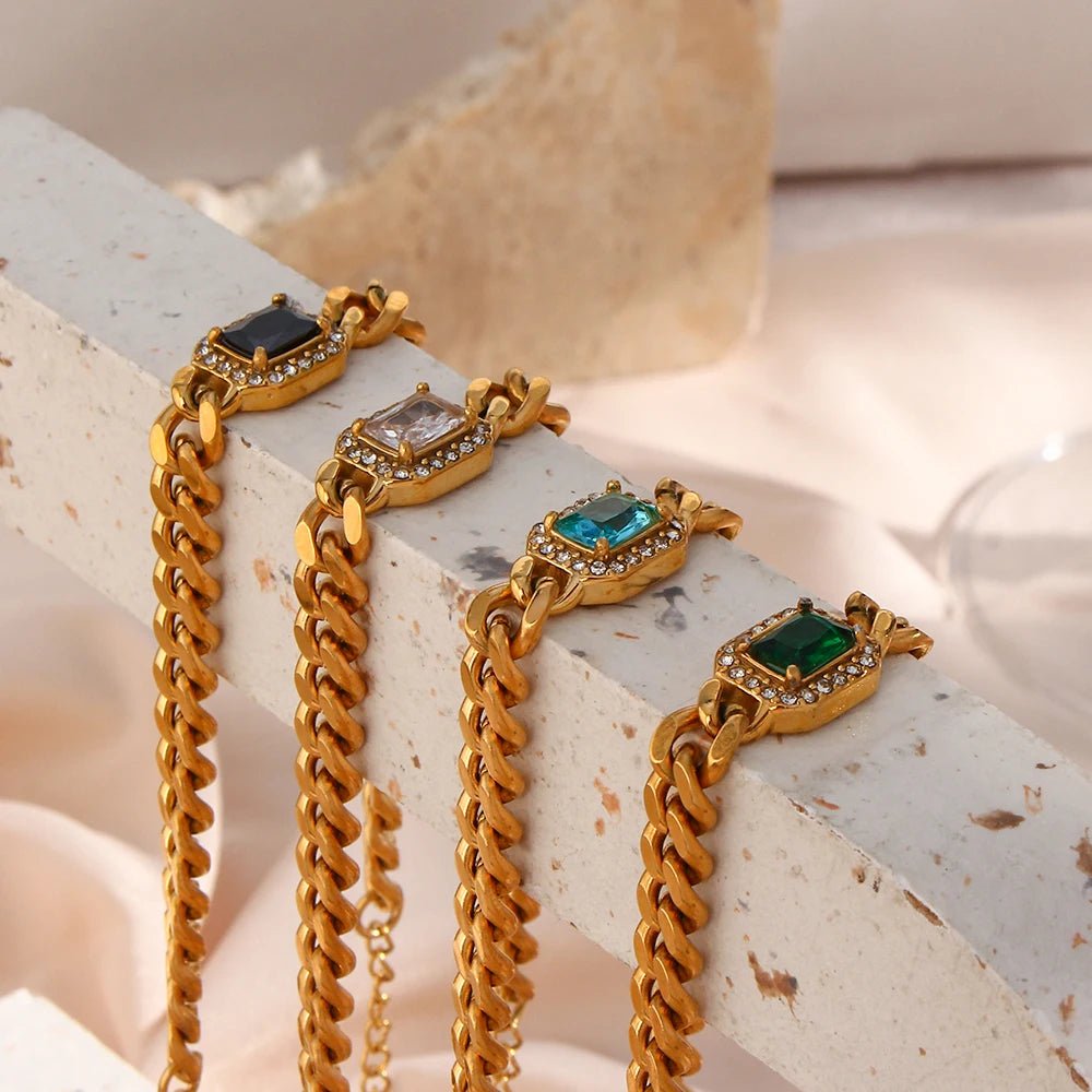 Cubic Zirconia Cuban Chain Necklace - Zafinne Jewelry
