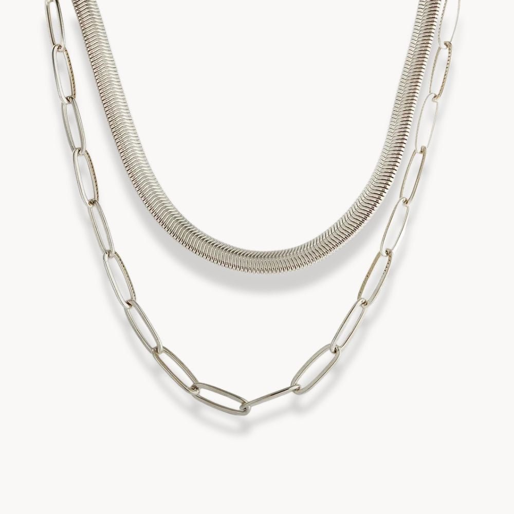 Double Layer Snake Chain Necklace - Zafinne Jewelry