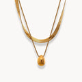 Double Layer Snake Drop Pendant Necklace - Zafinne Jewelry