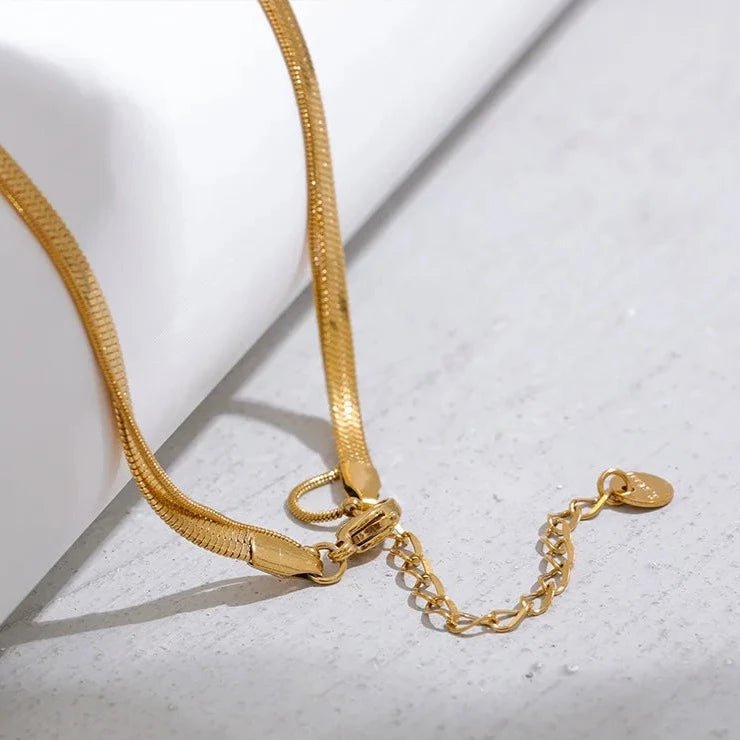 Double Layer Snake Drop Pendant Necklace - Zafinne Jewelry