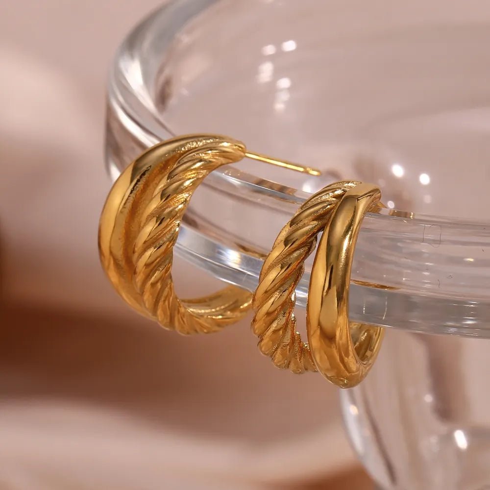 Double Twisted Hoop Earrings - Zafinne Jewelry
