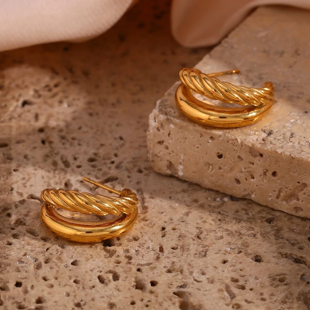 Double Twisted Hoop Earrings - Zafinne Jewelry