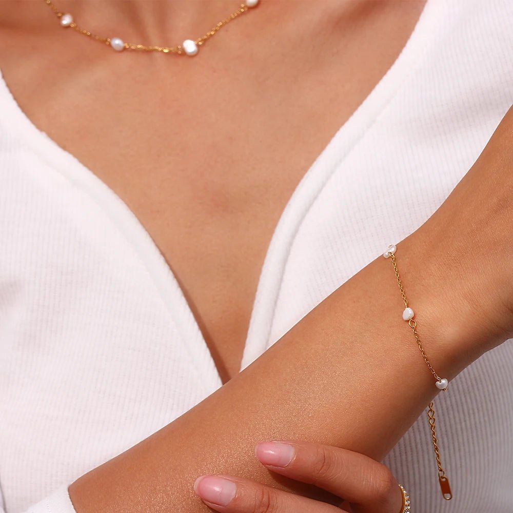 Freshwater Pearl Chain Bracelet - Zafinne Jewelry