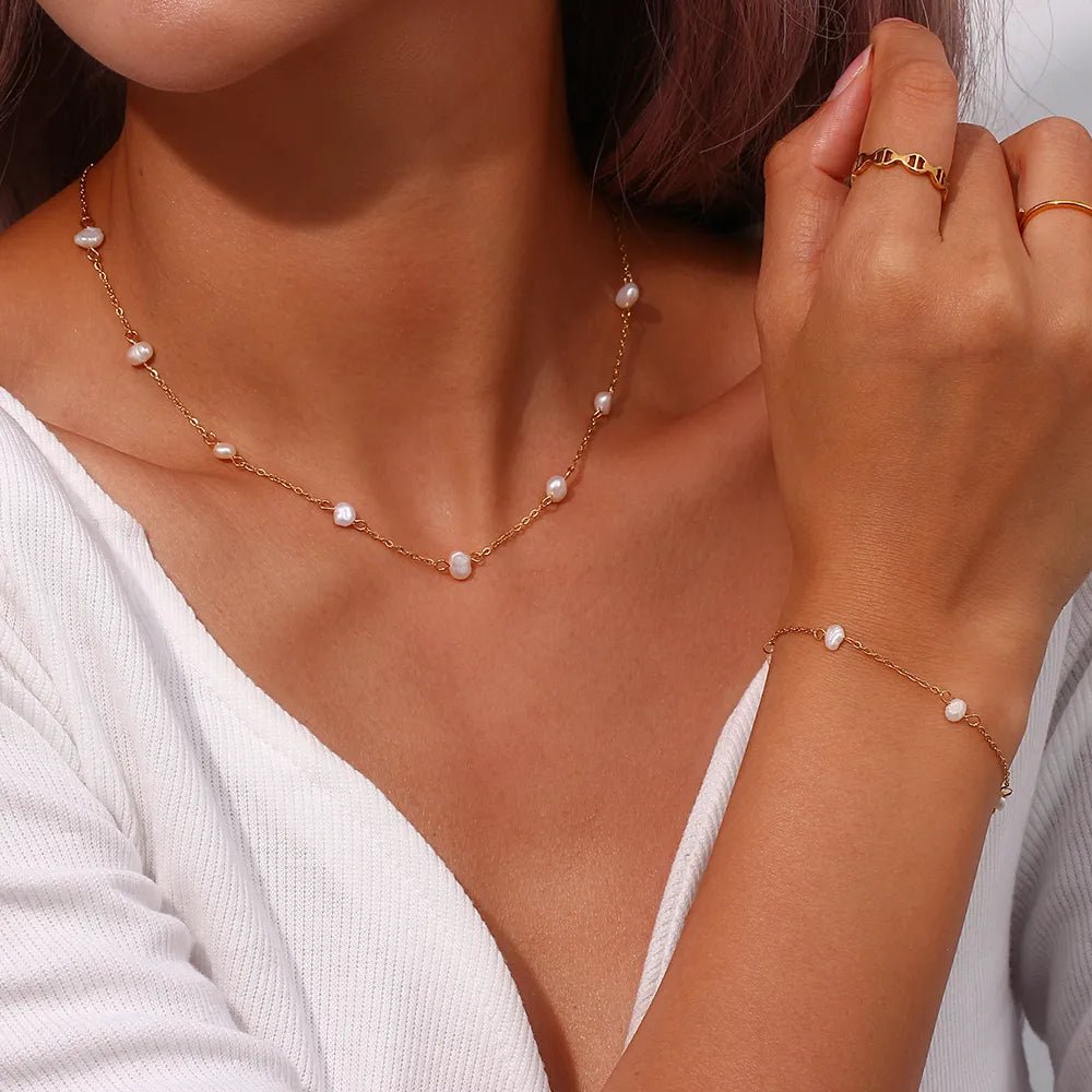 Freshwater Pearl Chain Bracelet - Zafinne Jewelry