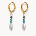Freshwater Pearl Drop Hoop Earrings - Zafinne Jewelry
