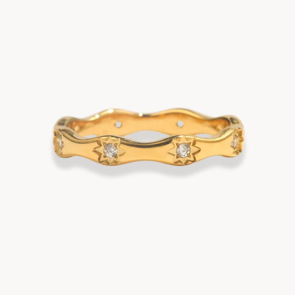 Gold Star Crystal Ring - Zafinne Jewelry