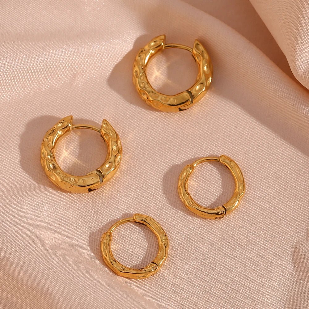 Hammered Hoop Earrings - Zafinne Jewelry