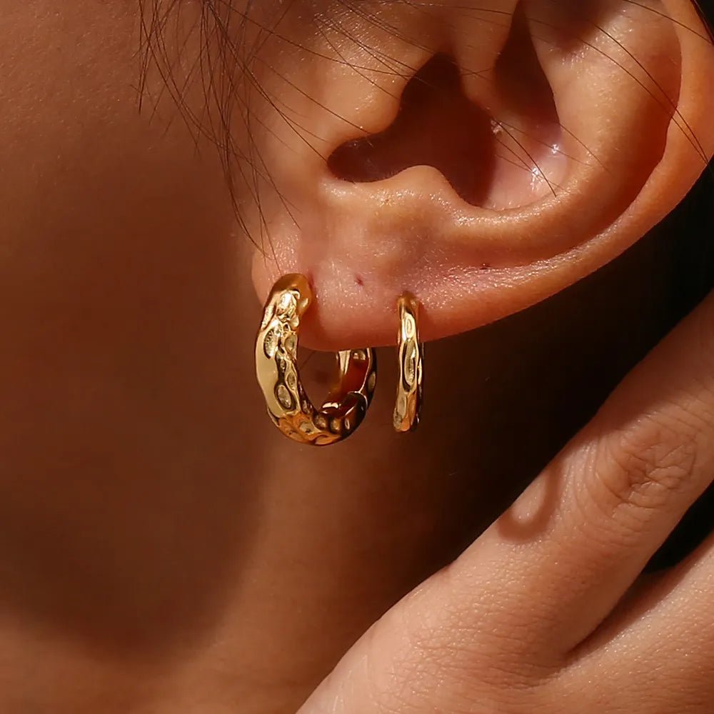 Hammered Hoop Earrings - Zafinne Jewelry