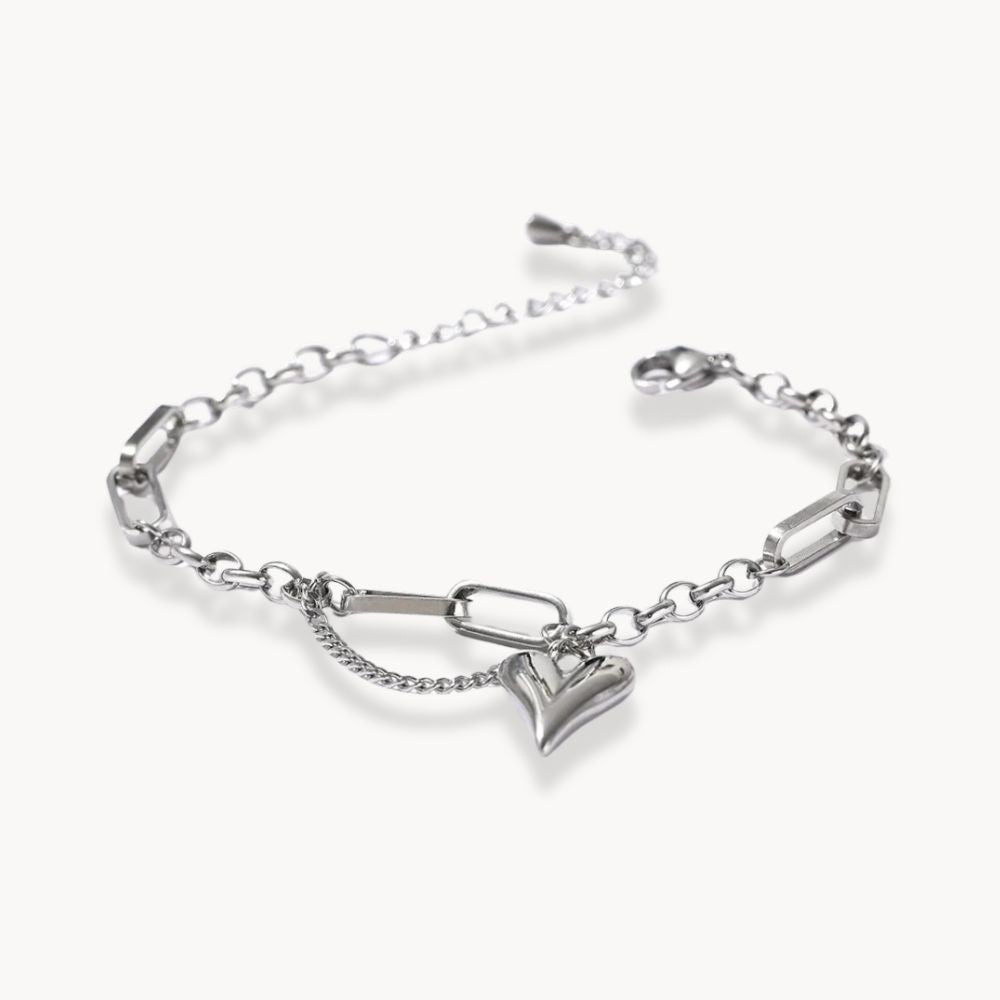 Heart Pendant Chain Bracelet - Zafinne Jewelry