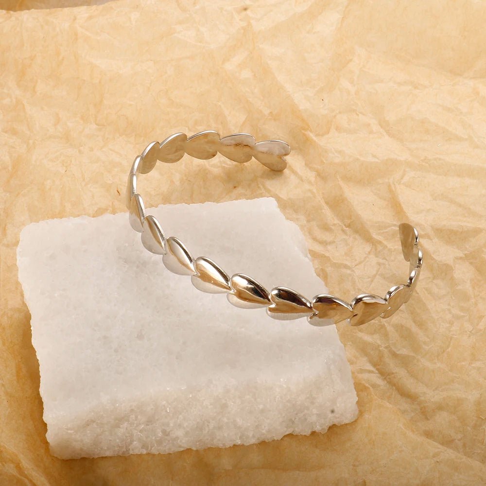 Hearts Bangle Bracelet - Zafinne Jewelry