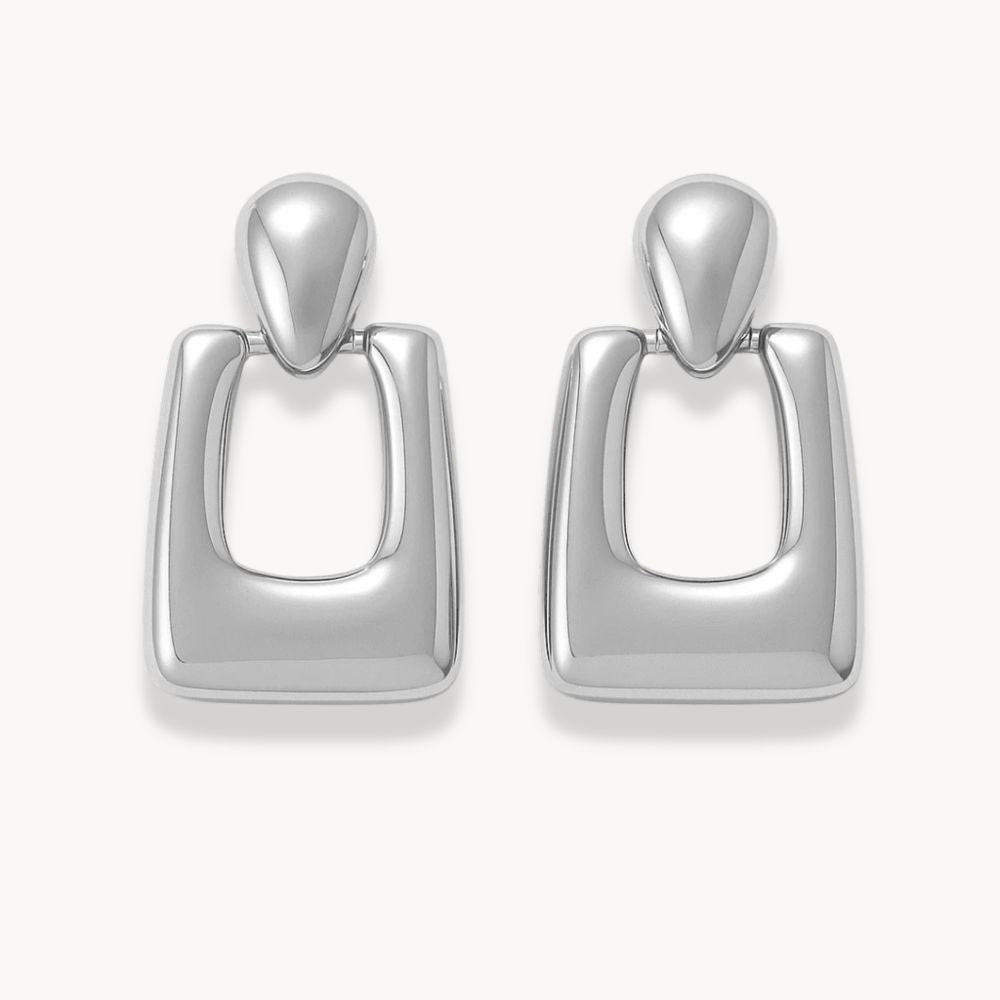 Hollow Rectangular Drop Earrings - Zafinne Jewelry