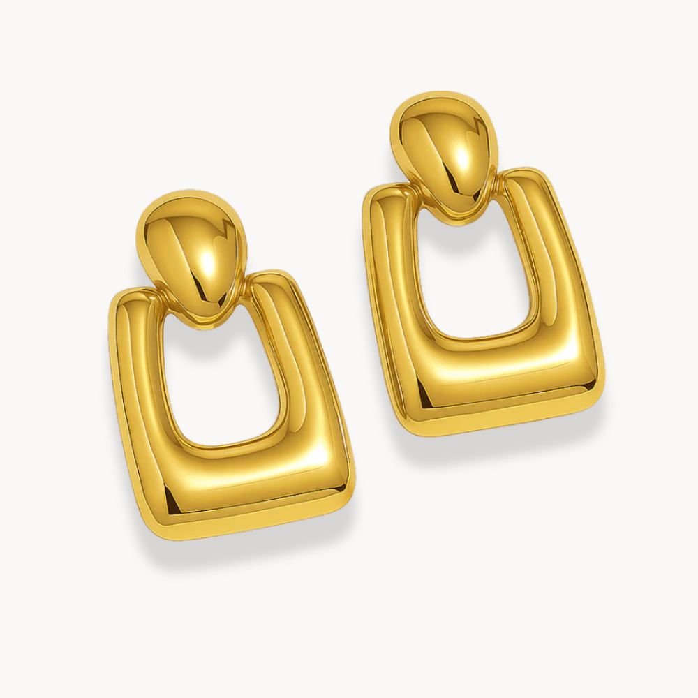 Hollow Rectangular Drop Earrings - Zafinne Jewelry