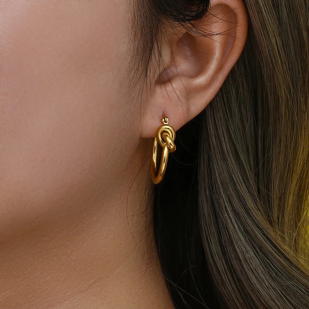 Knot Hoop Earrings - Zafinne Jewelry