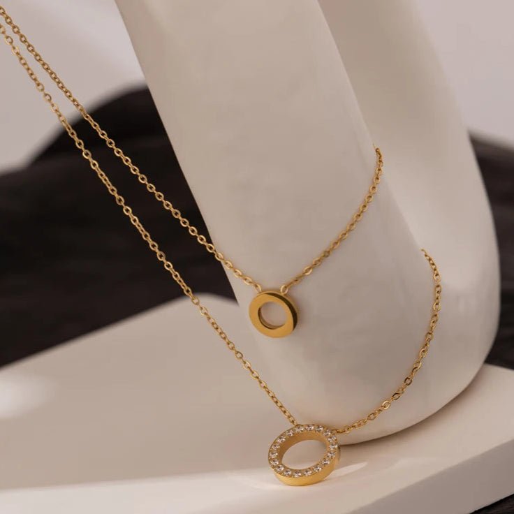 Liora Double Circle Layered Necklace - Zafinne Jewelry