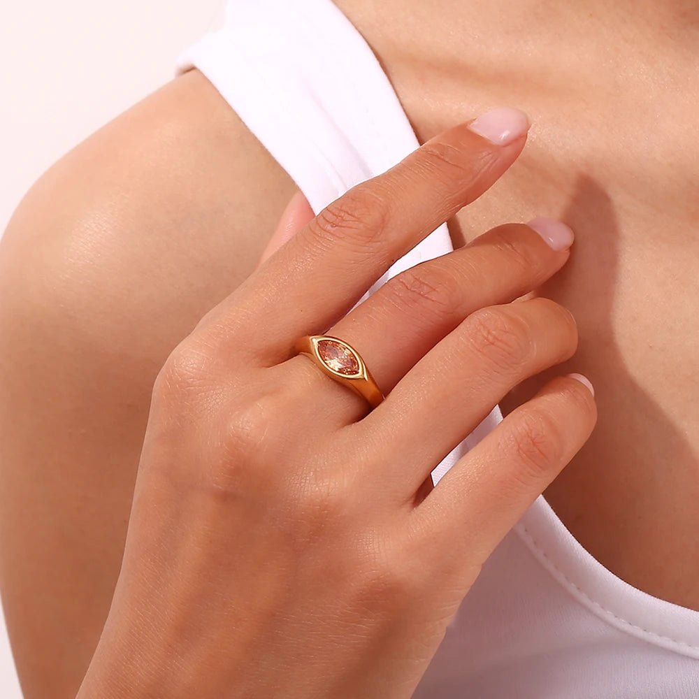 Marquise Gemstone Ring - Zafinne Jewelry